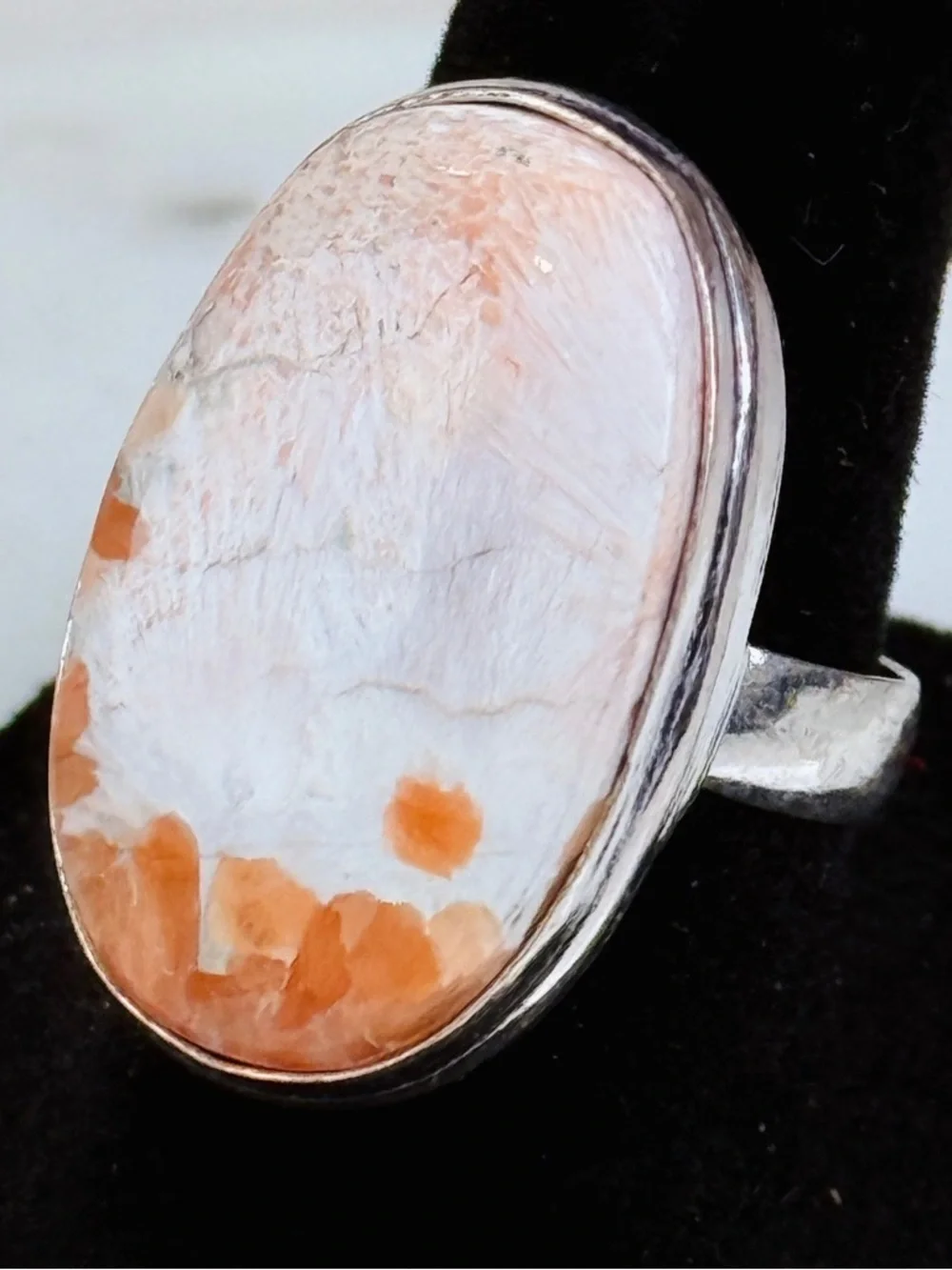 Beautiful bohemian earth tones 925 silver overlay ring sz 7